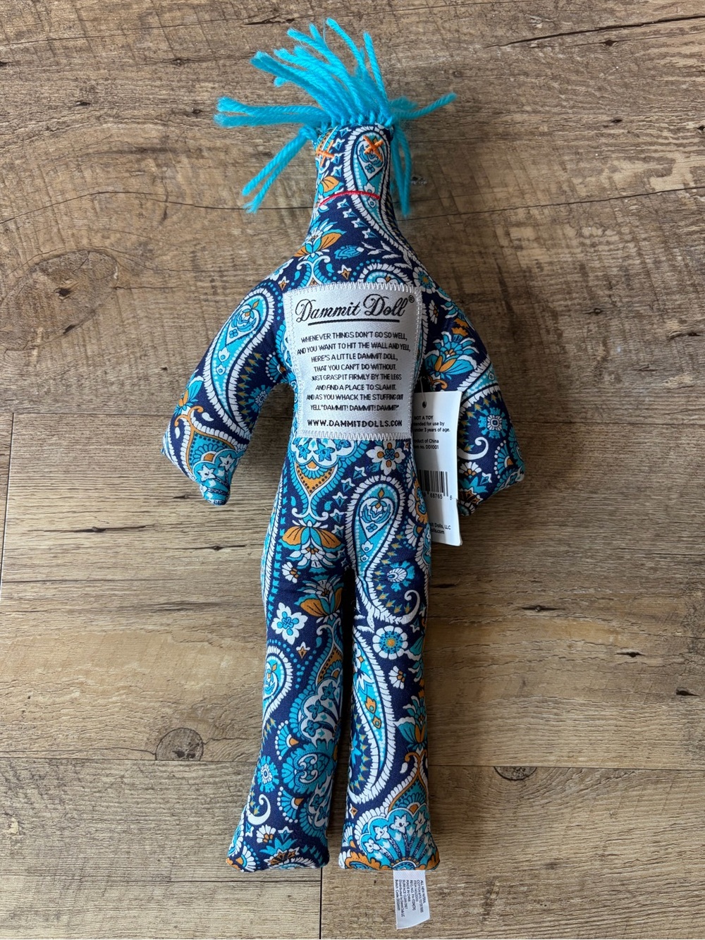 Dammit Doll Blue Paisley Pattern Original Doll